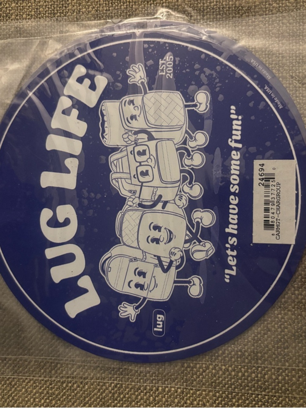 Lug Life Car Magnet - Blue & White